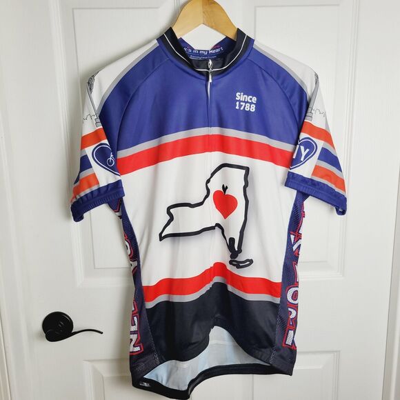 New York NY Cycling Jersey Mens XL Full Zip All Over Print Big Apple Athleisure - Picture 1 of 13